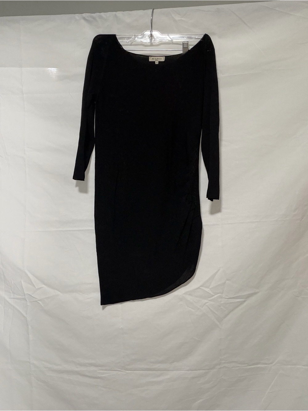 Asymmetrical Black Long-Sleeve Dress